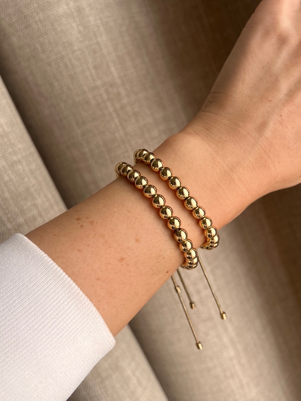 J Crew Gold Beaded Adjustable Bracelet Set Women Jewelry Expandable